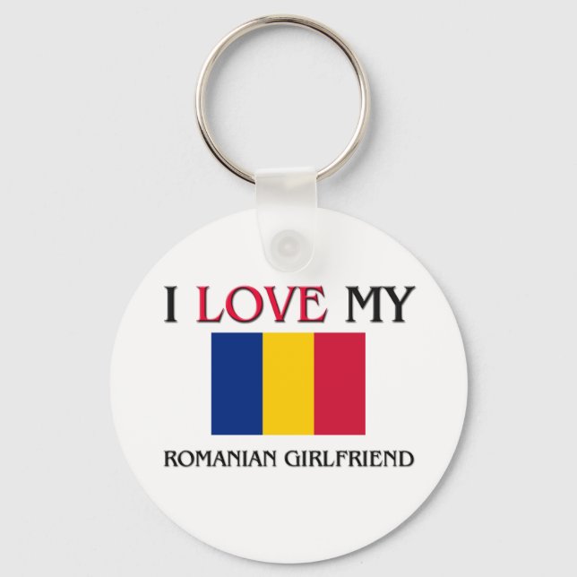 Porte-clés J'aime ma petite amie roumaine (Recto)