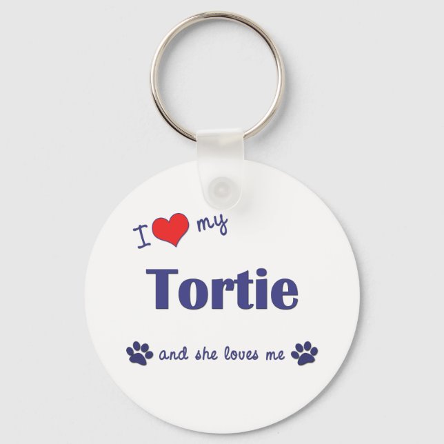 Porte-clés J'Aime Ma Tortie (Chat Féminin) (Recto)