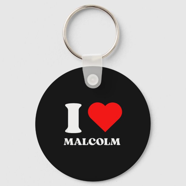 Porte-clés J'aime Malcolm J'ai le cœur Malcolm Nom Y2k Saint- (Recto)