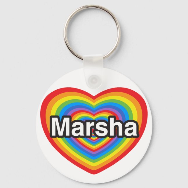 Porte-clés J'aime Marsha. Je t'aime Marsha. Cœur (Recto)