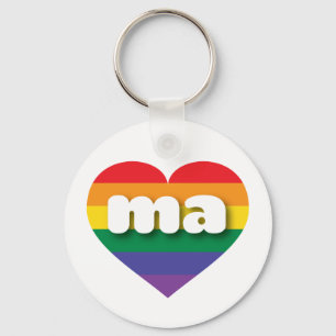 Porte-clés J'aime Massachusetts Gay pride Rainbow Heart