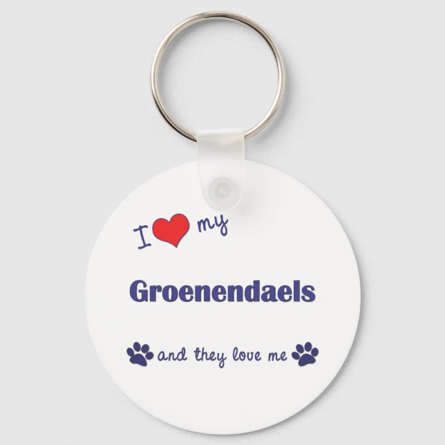 Porte-clés J'Aime Mes Groenendaels (Chiens Multiples) (Recto)