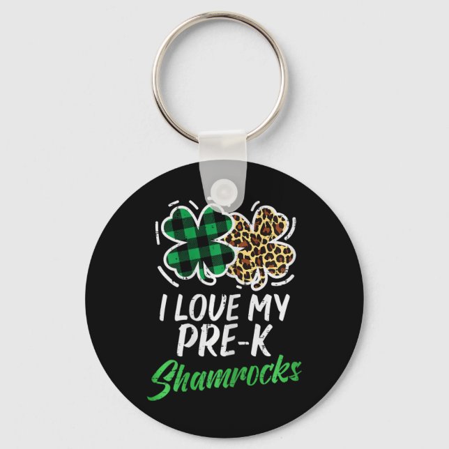 Porte-clés J'aime mes shamrocks de pré-maternelle Léopard St  (Recto)