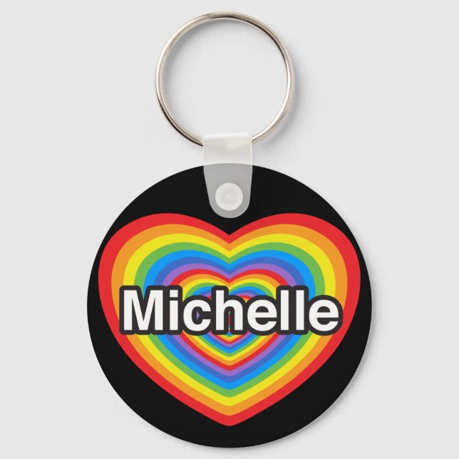 Porte-clés J'aime Michelle. Je t'aime Michelle. Cœur (Recto)
