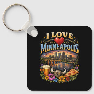 Porte-clés J'aime Minneapolis