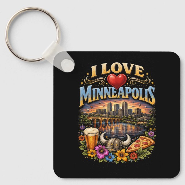 Porte-clés J'aime Minneapolis (Recto)