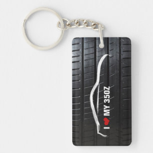 Porte-clés J'aime mon 350Z sur la bande de roulement de pneu