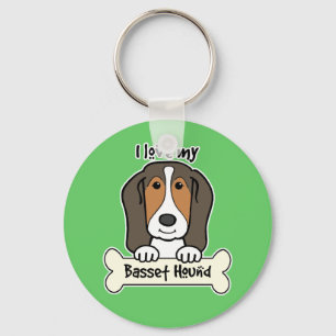 Porte-clés J'aime mon Basset Hound