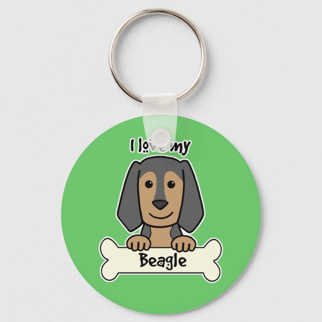 Porte-clés J'aime mon Beagle (Recto)