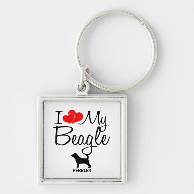 Porte-clés J'aime mon Beagle Porte - clé personnalisé (Devant)
