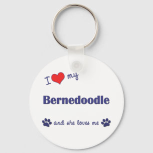 Porte-clés J'Aime Mon Bernedoodle (Chien Féminin)