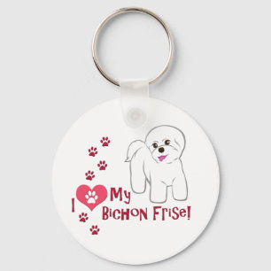Porte-clés J'Aime Mon Bichon Frise !