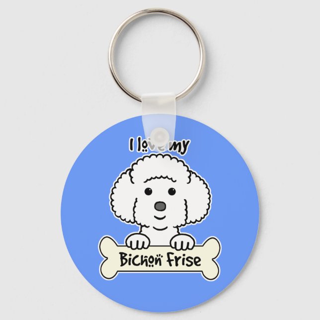 Porte-clés J'Aime Mon Bichon Frise (Recto)