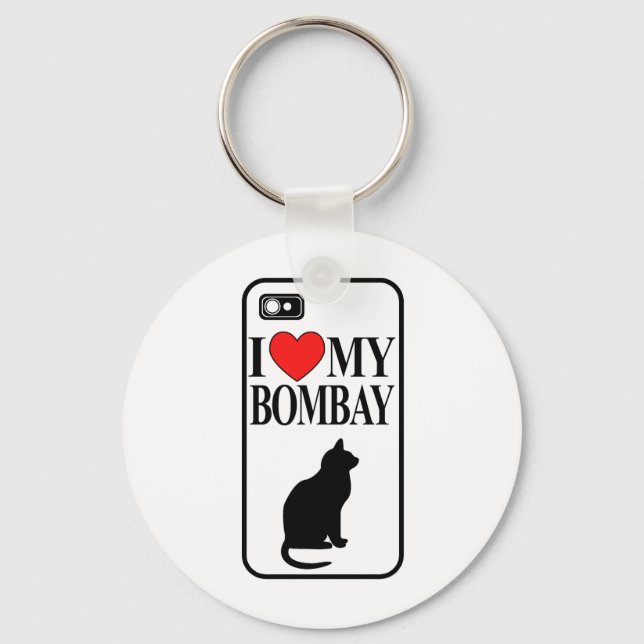 Porte-clés J'Aime Mon Chat Bombay (Recto)