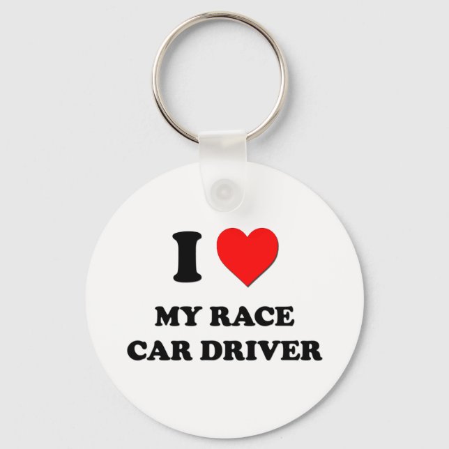 Porte-clés J'aime mon chauffeur de voiture de course (Recto)