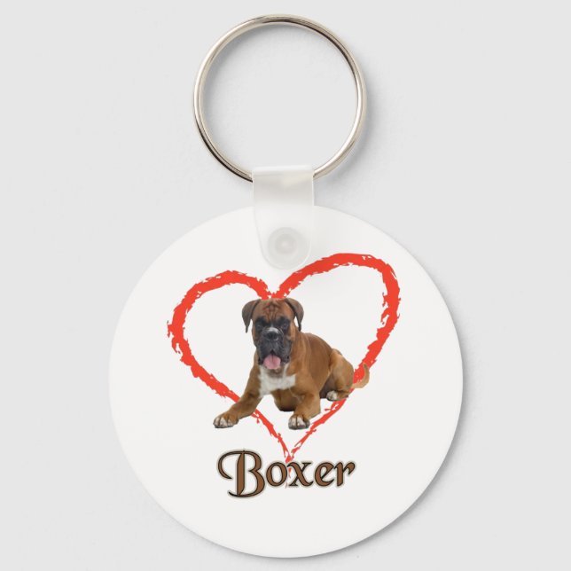 Porte-clés J'Aime Mon Chien De Boxer (Recto)