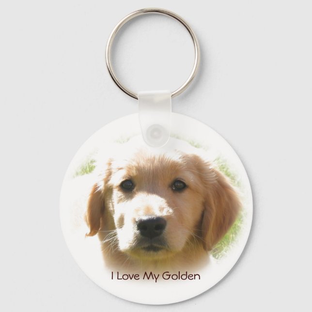 Porte-clés J'Aime Mon Chien D'Or (Recto)