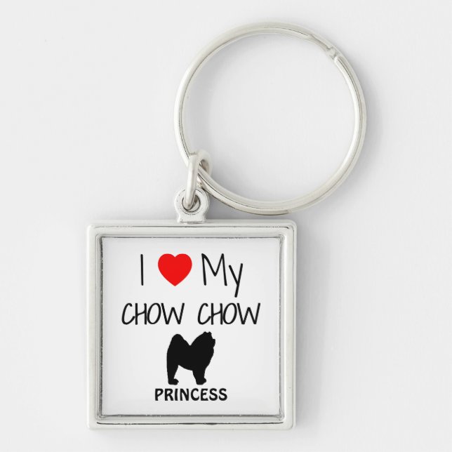 Porte-clés J'Aime Mon Chow Chow Chien Porte - clé (Devant)
