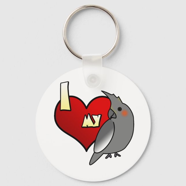 Porte-clés J'aime mon Cockatiel (Recto)