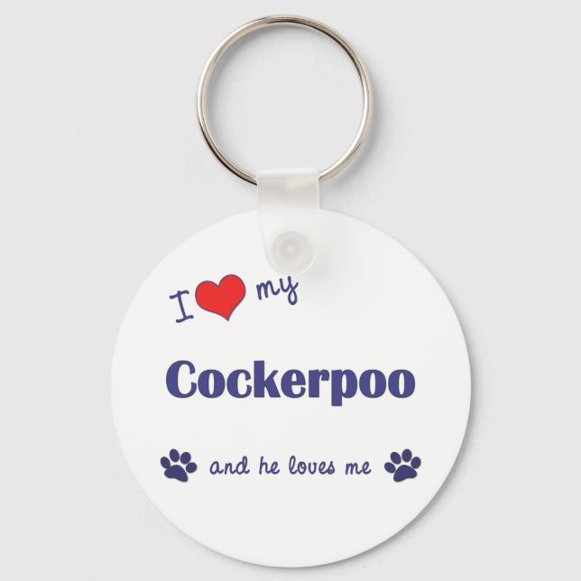 Porte-clés J'Aime Mon Cockerpoo (Chien Mâle) (Recto)