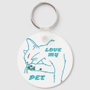PORTE-CLÉS J'AIME MON CUTE AQUA PET CAT