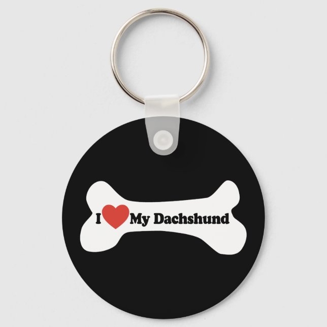 Porte-clés J'Aime Mon Dachshund - Os De Chien (Recto)