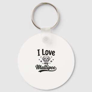Porte-clés J'aime mon design de chien vintage gravure Maltipo