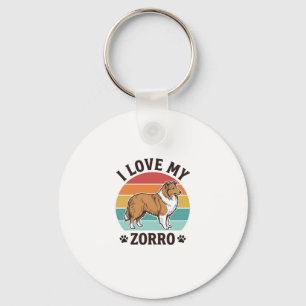 Porte-clés J'aime mon design vintage Zorro amateur de chien_1
