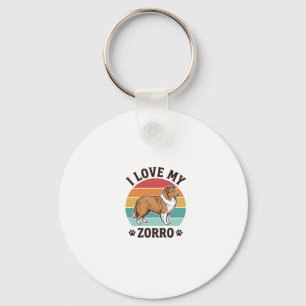 Porte-clés J'aime mon design vintage Zorro amateur de chien_1