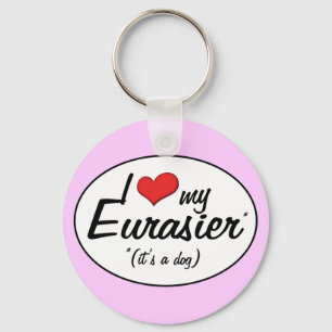 Porte-clés J'aime mon Eurasier (c'est un chien)