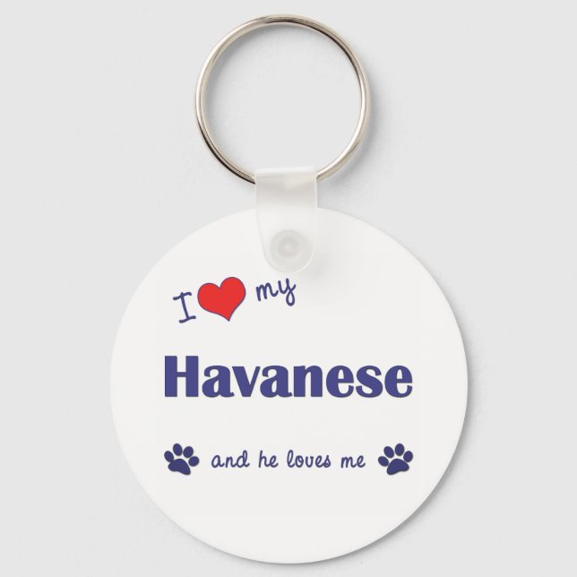 Porte-clés J'Aime Mon Havanais (Chien Homme) (Recto)
