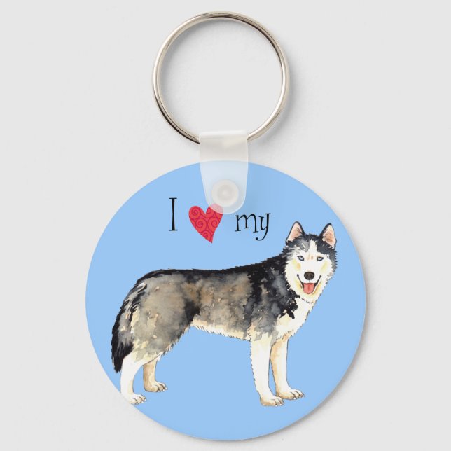 Porte-clés J'aime mon Husky (Recto)