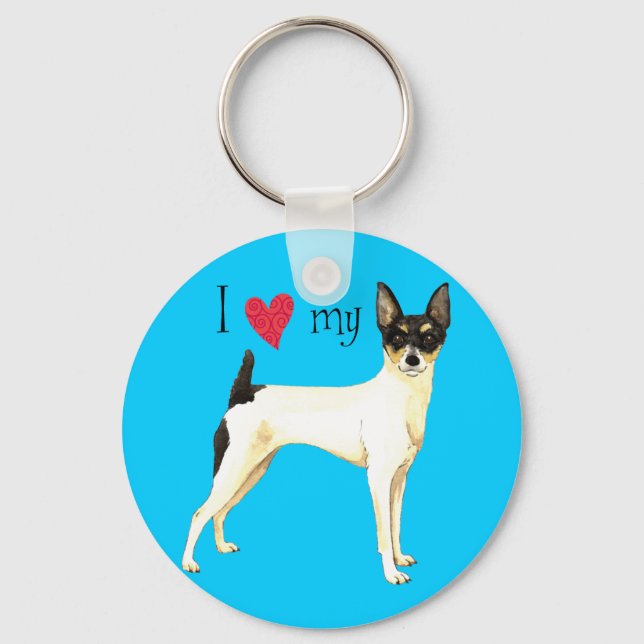 Porte-clés J'aime mon jouet Fox Terrier (Recto)