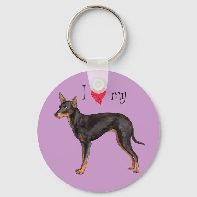 Porte-clés J'aime mon jouet Manchester Terrier (Recto)