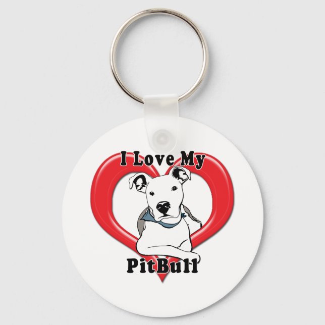 Porte-clés J'aime mon logo PitBull (Recto)