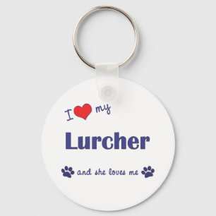 Porte-clés J'aime mon Lurcher (le chien femelle)