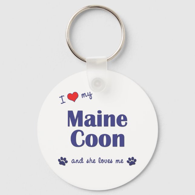 Porte-clés J'Aime Mon Maine Coon (Female Cat) (Recto)