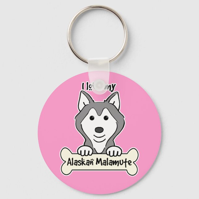 Porte-clés J'Aime Mon Malamute D'Alaska (Recto)