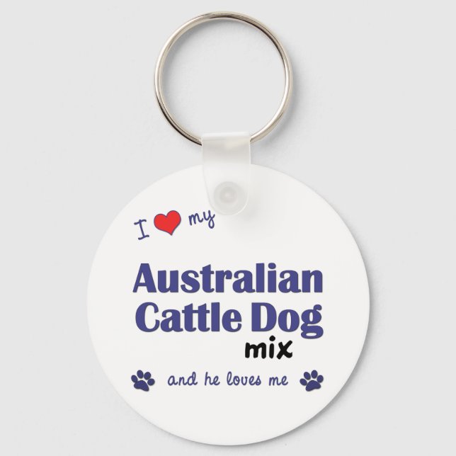 Porte-clés J'Aime Mon Mélange De Chien De Vache Australien (C (Recto)