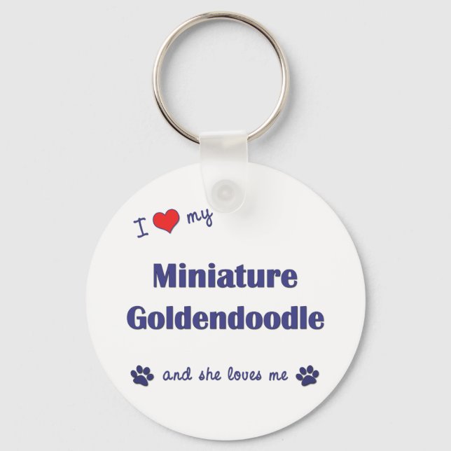 Porte-clés J'Aime Mon Miniature Goldendoodle (Chien Femme) (Recto)
