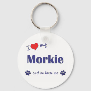 Porte-clés J'aime mon Morkie (le chien masculin)