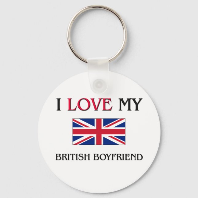 Porte-clés J'aime mon petit ami britannique (Recto)