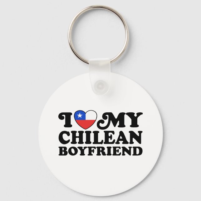 Porte-clés J'aime mon petit ami chilien (Recto)
