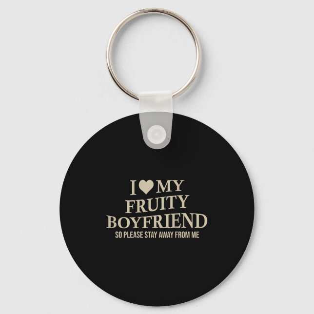 Porte-clés J'aime mon petit ami fruité humour drôle de petite (Recto)