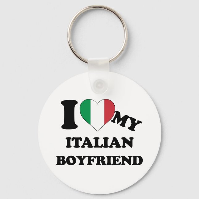 Porte-clés J'aime mon petit ami italien (Recto)