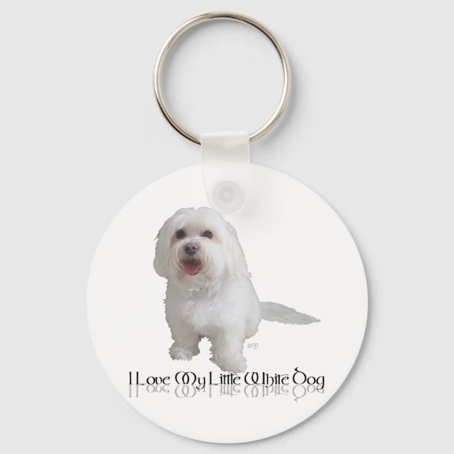 Porte-clés J'aime mon petit chien blanc - Havanese (Recto)