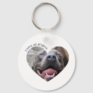 Porte-clés J'aime mon pitbull chien photo personnalisée
