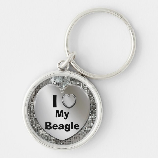 Porte-clés J'aime mon porte - clé de coeur de beagle (Devant)