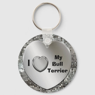 Porte-clés J'aime mon porte - clé de coeur de bull-terrier