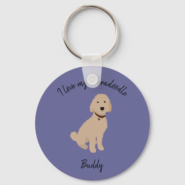 Porte-clés J'aime mon Porte - clé de Labradoodle (Recto)
